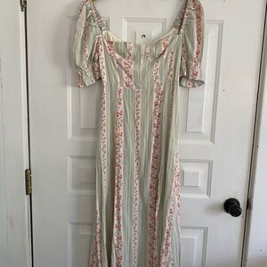 Who What Wear Sage and Blush Floral Maxi Dress